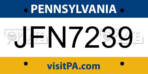 JFN7239 Pennsylvania License Plate