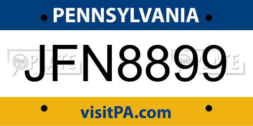 JFN8899 Pennsylvania License Plate