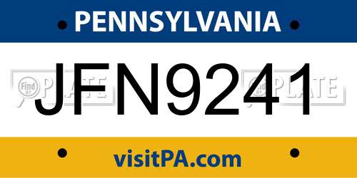 JFN9241 Pennsylvania License Plate