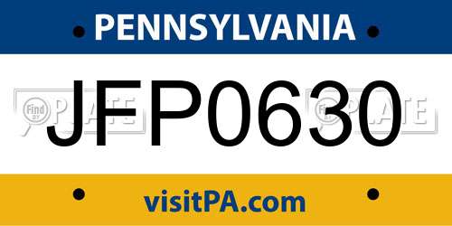 JFP0630 Pennsylvania License Plate