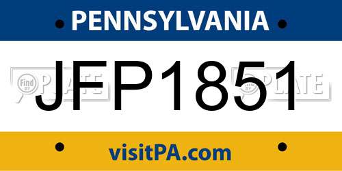 JFP1851 Pennsylvania License Plate