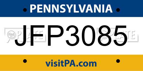 JFP3085 Pennsylvania License Plate