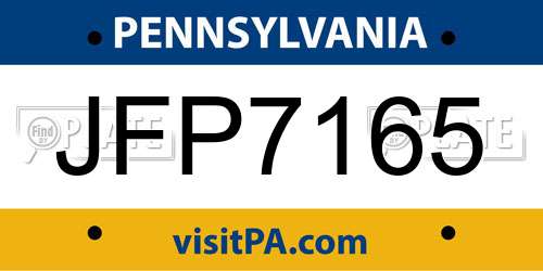 JFP7165 Pennsylvania License Plate