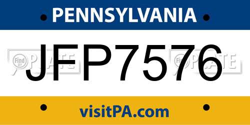 JFP7576 Pennsylvania License Plate
