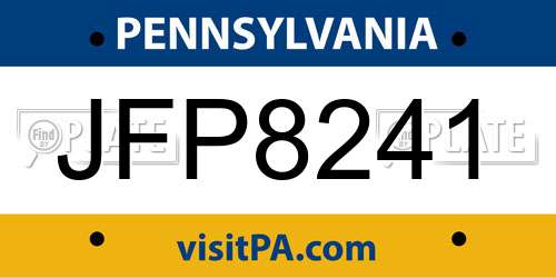 JFP8241 Pennsylvania License Plate