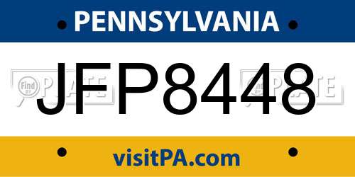 JFP8448 Pennsylvania License Plate