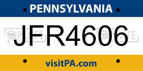 JFR4606 Pennsylvania License Plate