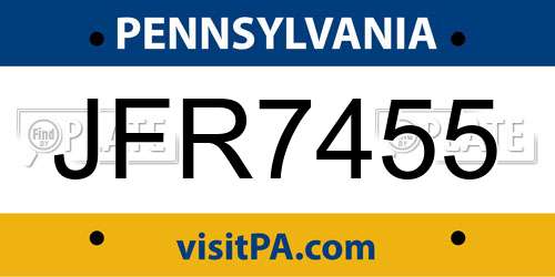 JFR7455 Pennsylvania License Plate