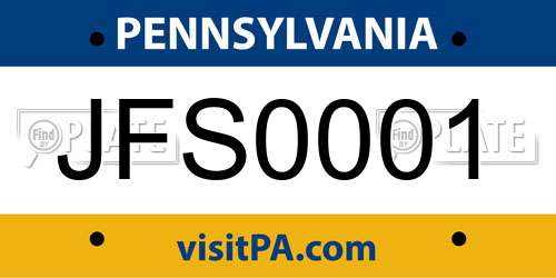 JFS0001 Pennsylvania License Plate