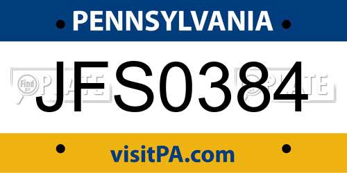 JFS0384 Pennsylvania License Plate