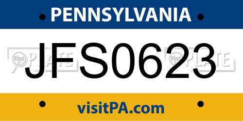 JFS0623 Pennsylvania License Plate