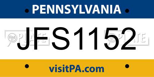 JFS1152 Pennsylvania License Plate