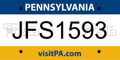 JFS1593 Pennsylvania License Plate