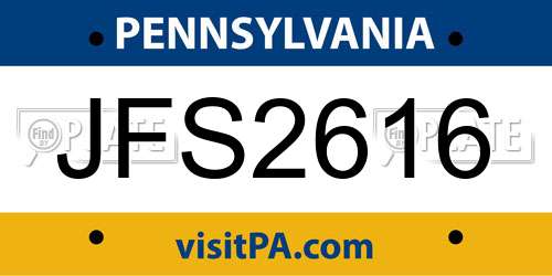 JFS2616 Pennsylvania License Plate