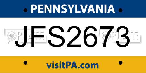 JFS2673 Pennsylvania License Plate
