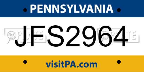 JFS2964 Pennsylvania License Plate