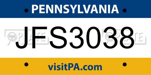 JFS3038 Pennsylvania License Plate