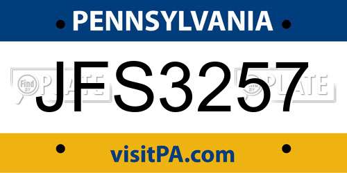 JFS3257 Pennsylvania License Plate