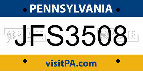 JFS3508 Pennsylvania License Plate