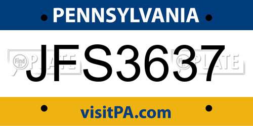 JFS3637 Pennsylvania License Plate