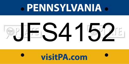 JFS4152 Pennsylvania License Plate