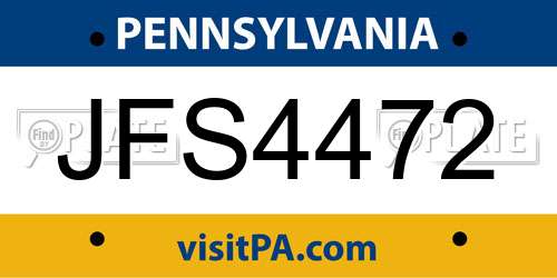 JFS4472 Pennsylvania License Plate