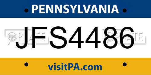 JFS4486 Pennsylvania License Plate