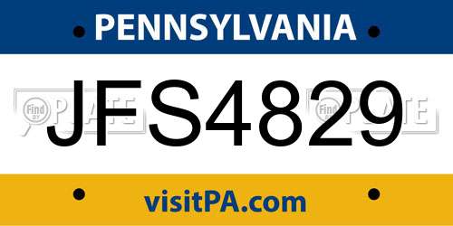JFS4829 Pennsylvania License Plate