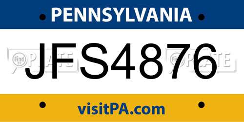 JFS4876 Pennsylvania License Plate