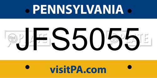 JFS5055 Pennsylvania License Plate