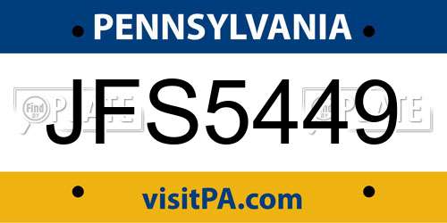 JFS5449 Pennsylvania License Plate