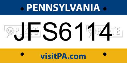 JFS6114 Pennsylvania License Plate