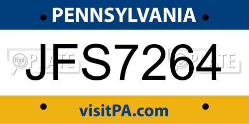 JFS7264 Pennsylvania License Plate