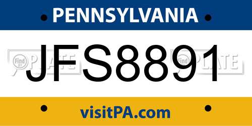 JFS8891 Pennsylvania License Plate