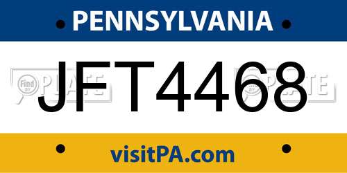 JFT4468 Pennsylvania License Plate