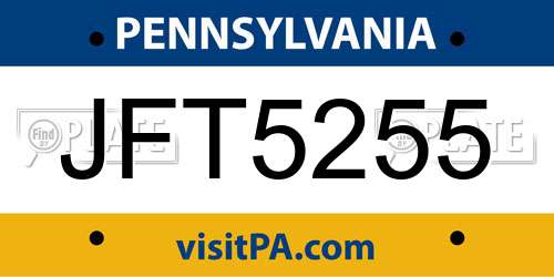 JFT5255 Pennsylvania License Plate