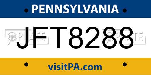 JFT8288 Pennsylvania License Plate