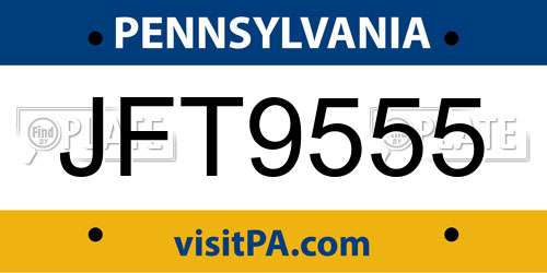 JFT9555 Pennsylvania License Plate