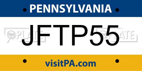 JFTP55 Pennsylvania License Plate