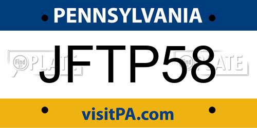 JFTP58 Pennsylvania License Plate