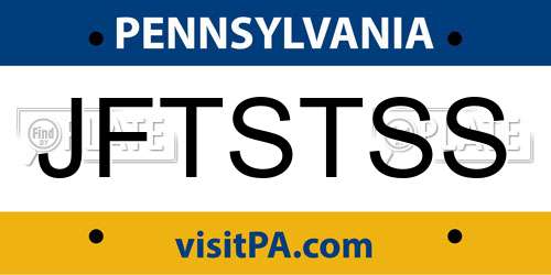 JFTSTSS Pennsylvania License Plate