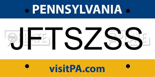 JFTSZSS Pennsylvania License Plate