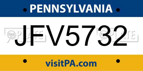 JFV5732 Pennsylvania License Plate