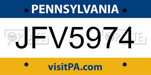 JFV5974 Pennsylvania License Plate