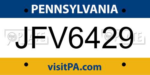 JFV6429 Pennsylvania License Plate