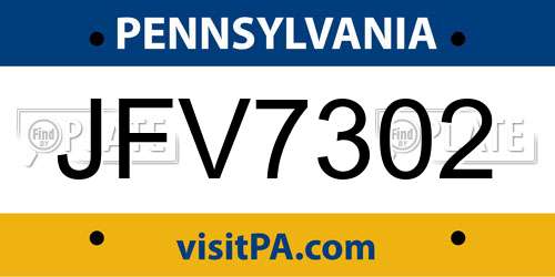 JFV7302 Pennsylvania License Plate