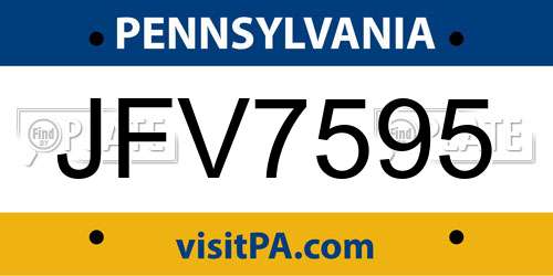 JFV7595 Pennsylvania License Plate