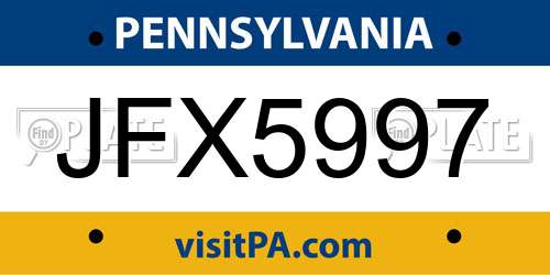 JFX5997 Pennsylvania License Plate