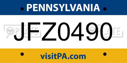 JFZ0490 Pennsylvania License Plate