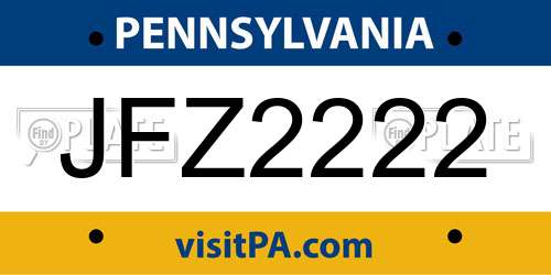 JFZ2222 Pennsylvania License Plate